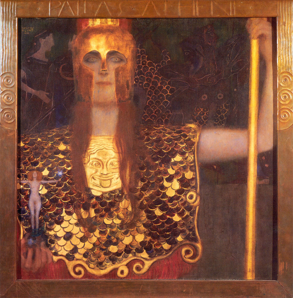 Painting of Athena by Gustav Klimt